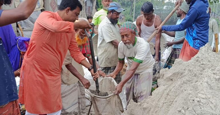 বৈরী আবহাওয়া স্বেচ্ছাশ্রমে সড়ক সংস্কার যুবদল নেতার