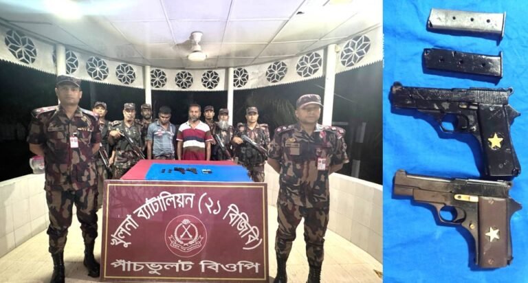 যশোর শার্শা সীমান্তে অস্ত্রসহ দুই ব্যবসায়ী আটক