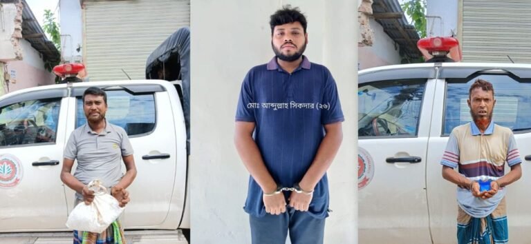 যশোরে মাদকদ্রব্য নিয়ন্ত্রণ অধিদপ্তরের অভিযানে তিনজন গ্রেফতার