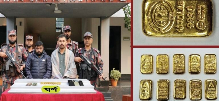 যশোরে ২ কোটি টাকার স্বর্ণসহ দুই পাচারকারী আটক