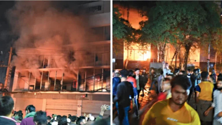 প্রথম আলো ও ডেইলি স্টার ভবনে হামলা, আগুন