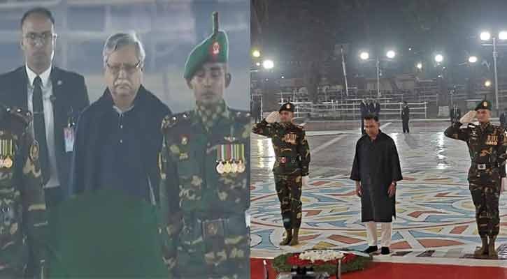 একুশের প্রথম প্রহরে শহীদ মিনারে রাষ্ট্রপতি ও প্রধানমন্ত্রীর শ্রদ্ধা