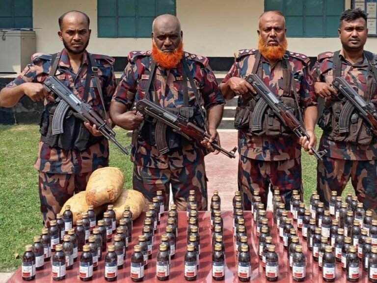 বেনাপোল ও চৌগাছা সীমান্তে বিজিবির অভিযানে গাঁজা ও নেশাজাতীয় সিরাপ উদ্ধার